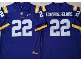 NCAA LSU Tigers #22 Clyde Edwards-Helaire Purple College Football Jersey