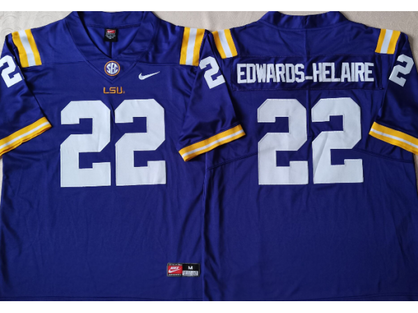 NCAA LSU Tigers #22 Clyde Edwards-Helaire Purple College Football Jersey