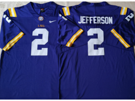 NCAA LSU Tigers #2 Justin Jefferson Purple College Football Jersey