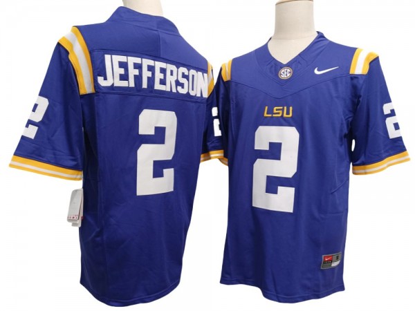 NCAA LSU Tigers #2 Justin Jefferson Purple Vapor F.U.S.E. Limited Jersey