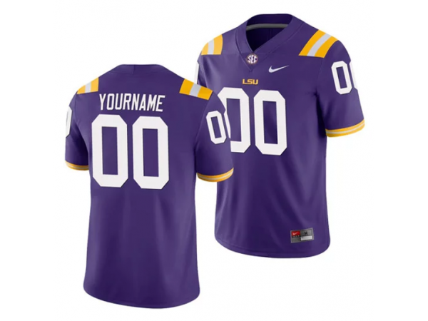 Custom LSU Tigers Purple Football Jersey