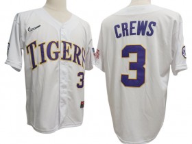 LSU Tigers #3 Dylan Crews White Baseball Jersey