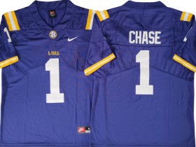 NCAA LSU Tigers #1 Ja'Marr Chase Purple College Football Jersey