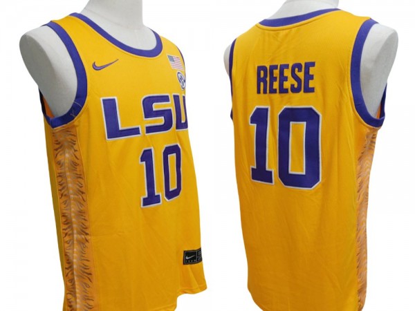 LSU Tigers #10 Angel Reese Yellow Basketball Jersey