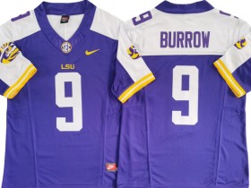 LSU Tigers #9 Joe Burrow Purple/White Vapor F.U.S.E. Limited Jersey