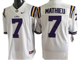 NCAA LSU Tigers #7 Tyrann Mathieu Purple College Football Jersey