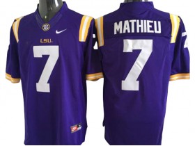 NCAA LSU Tigers #7 Tyrann Mathieu Purple College Football Jersey