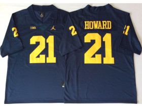 NCAA Michigan Wolverines #21 Desmond Howard Navy College Football Jersey