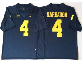 NCAA Michigan Wolverines #4 Jim Harbaugh Navy College Football Jersey