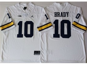 NCAA Michigan Wolverines #10 Tom Brady White College Football Jersey