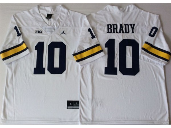 NCAA Michigan Wolverines #10 Tom Brady White College Football Jersey