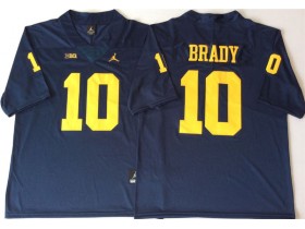 NCAA Michigan Wolverines #10 Tom Brady Navy College Football Jersey