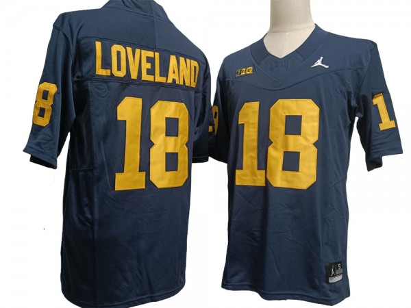 NCAA Michigan Wolverines #18 Colston Loveland Navy Vapor F.U.S.E. Limited Jersey