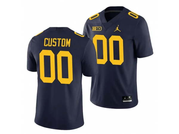 Custom Michigan Wolverines Navy Football Jersey