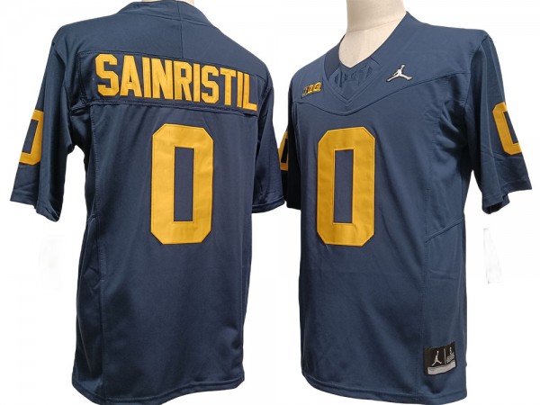 NCAA Michigan Wolverines #0 Mike Sainristil Navy Vapor F.U.S.E. Limited Jersey