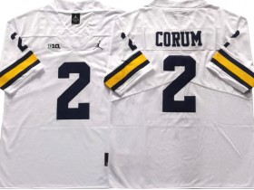 NCAA Michigan Wolverines #2 Blake Corum White College Jersey