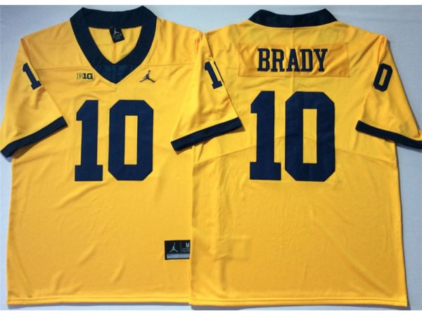 NCAA Michigan Wolverines #10 Tom Brady Yellow College Football Jersey