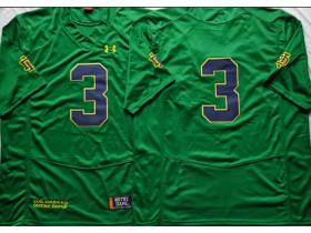 NCAA Notre Dame Fighting Irish #3 Green College Football Jersey