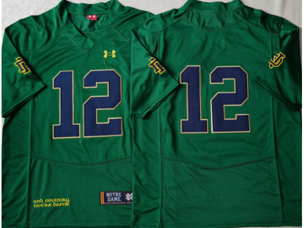 NCAA Notre Dame Fighting Irish #12 Green College Football Jersey