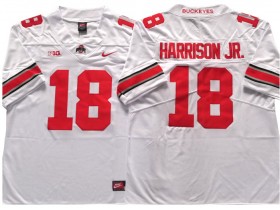 Ohio State Buckeyes #18 Marvin Harrison Jr. Whtie Football Jersey