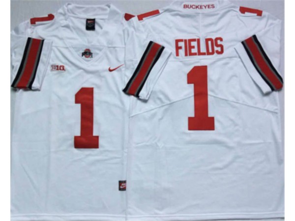 Ohio State Buckeyes #1 Justin Fields White Football Jersey