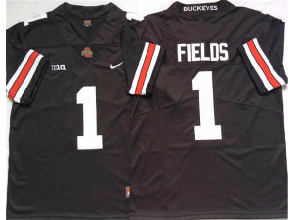 Ohio State Buckeyes #1 Justin Fields Black/White Football Jersey