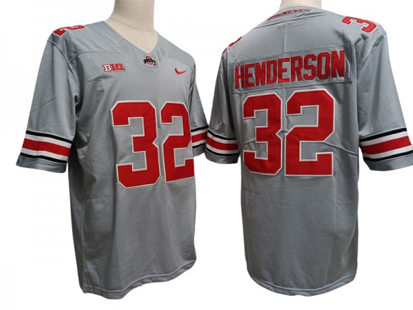 Ohio State Buckeyes #32 TreVeyon Henderson Gray Jersey