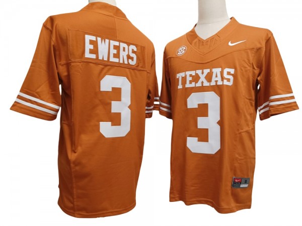 NCAA Texas Longhorns #3 Quinn Ewers Orange Vapor F.U.S.E. Limited Jersey