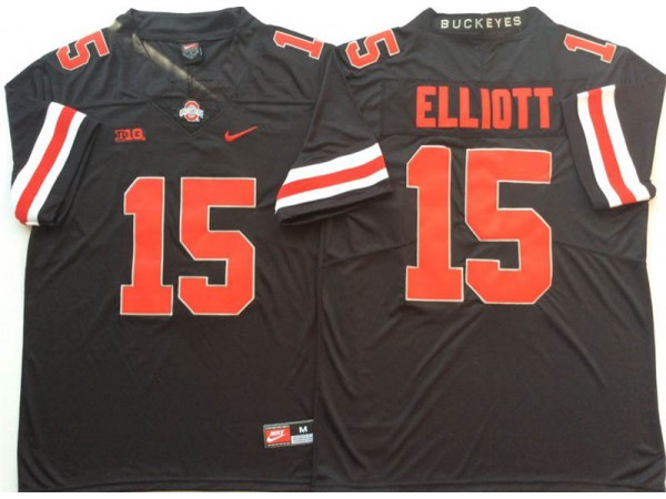 Ohio State Buckeyes #15 Ezekiel Elliott Black Football Jersey