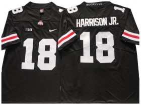 Ohio State Buckeyes #18 Marvin Harrison Jr. Black/White Football Jersey