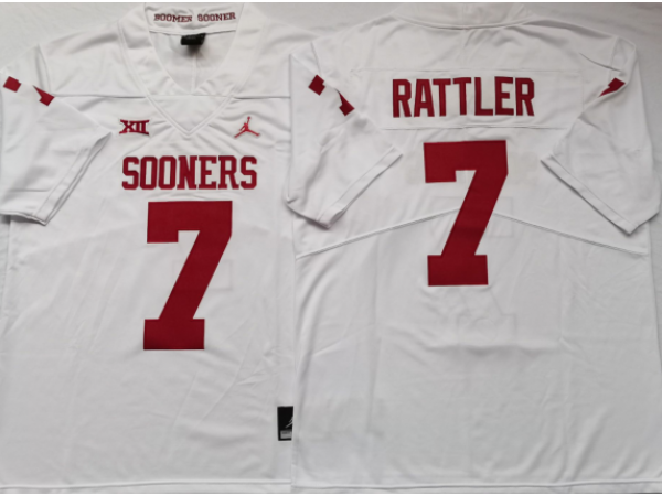 NCAA Oklahoma Sooners #7 Spencer Rattler White College Football Jersey