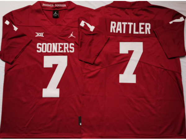 NCAA Oklahoma Sooners #7 Spencer Rattler Red College Football Jersey