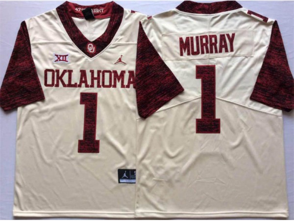 NCAA Oklahoma Sooners #1 Kyler Murray Cream College Football Alternate Jersey