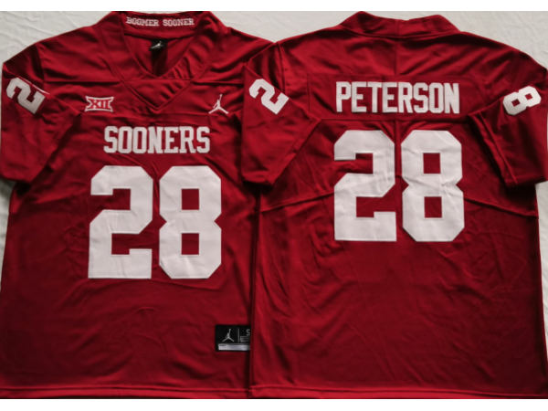 NCAA Oklahoma Sooners #28 Adrian Peterson Red College Football Jersey