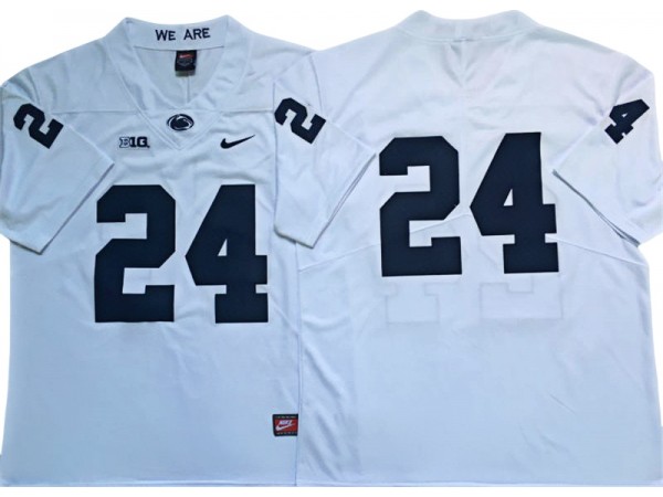 Penn State Nittany Lions #24 White College Football Jersey