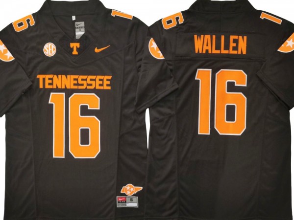 NCAA Tennessee Volunteers #16 Morgan Wallen Black Vapor F.U.S.E. Limited Team Logo Jersey