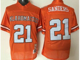 NCAA Oklahoma State Cowboys #21 Barry Sanders Orange Throwback Jersey