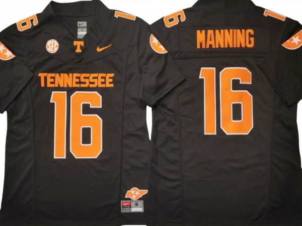 NCAA Tennessee Volunteers #16 Peyton Manning Black Vapor F.U.S.E. Limited Team Logo Jersey