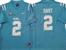 Ole Miss Rebels #2 Jaxson Dart Light Blue Football Jersey