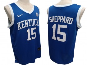 NCAA Kentucky Wildcats #15 Reed Sheppard Blue Basketball Jersey