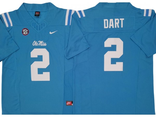 Ole Miss Rebels #2 Jaxson Dart Light Blue Football Jersey Ole Miss Rebels #2 Jaxson Dart Light Blue Football Jersey