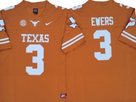 NCAA Texas Longhorns #3 Quinn Ewers Orange Vapor F.U.S.E. Limited Jersey - Texas logo