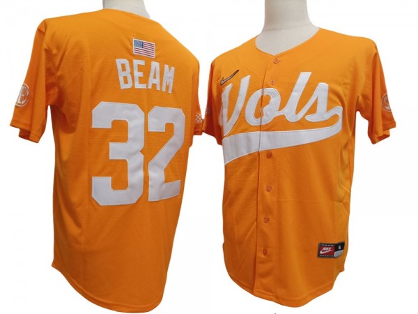 Tennessee Volunteers #32 Drew Beam Orange Baseball Jersey