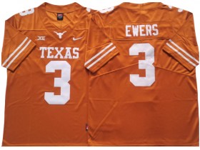 NCAA Texas Longhorns #3 Quinn Ewers Orange College Custom Jersey