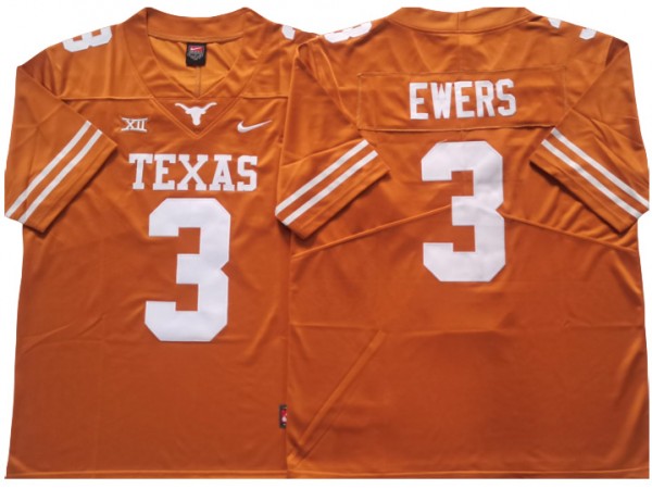 NCAA Texas Longhorns #3 Quinn Ewers Orange College Custom Jersey