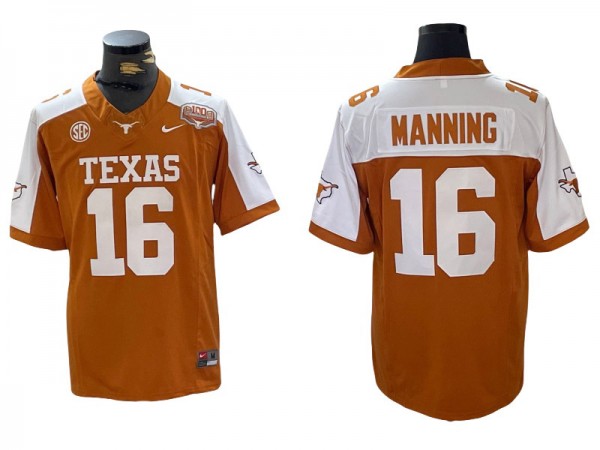 NCAA Texas Longhorns #16 Arch Manning Orange Thanksgiving Vapor F.U.S.E Limited Jersey