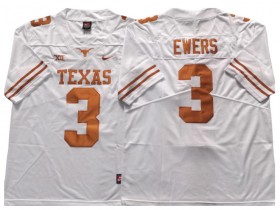 NCAA Texas Longhorns #3 Quinn Ewers White College Football Jersey