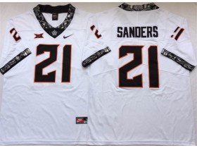 NCAA Oklahoma State Cowboys #21 Barry Sanders White College Football Jersey