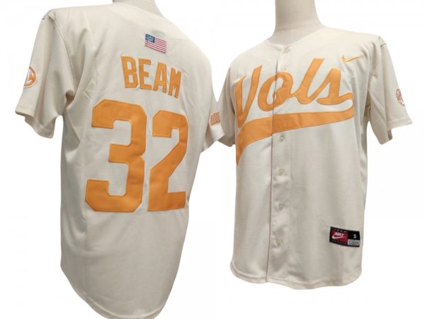 Tennessee Volunteers #32 Drew Beam Cream Baseball Jersey