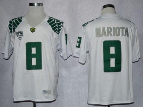 NCAA Oregon Ducks #8 Marcus Mariota White College Custom Jerseyey